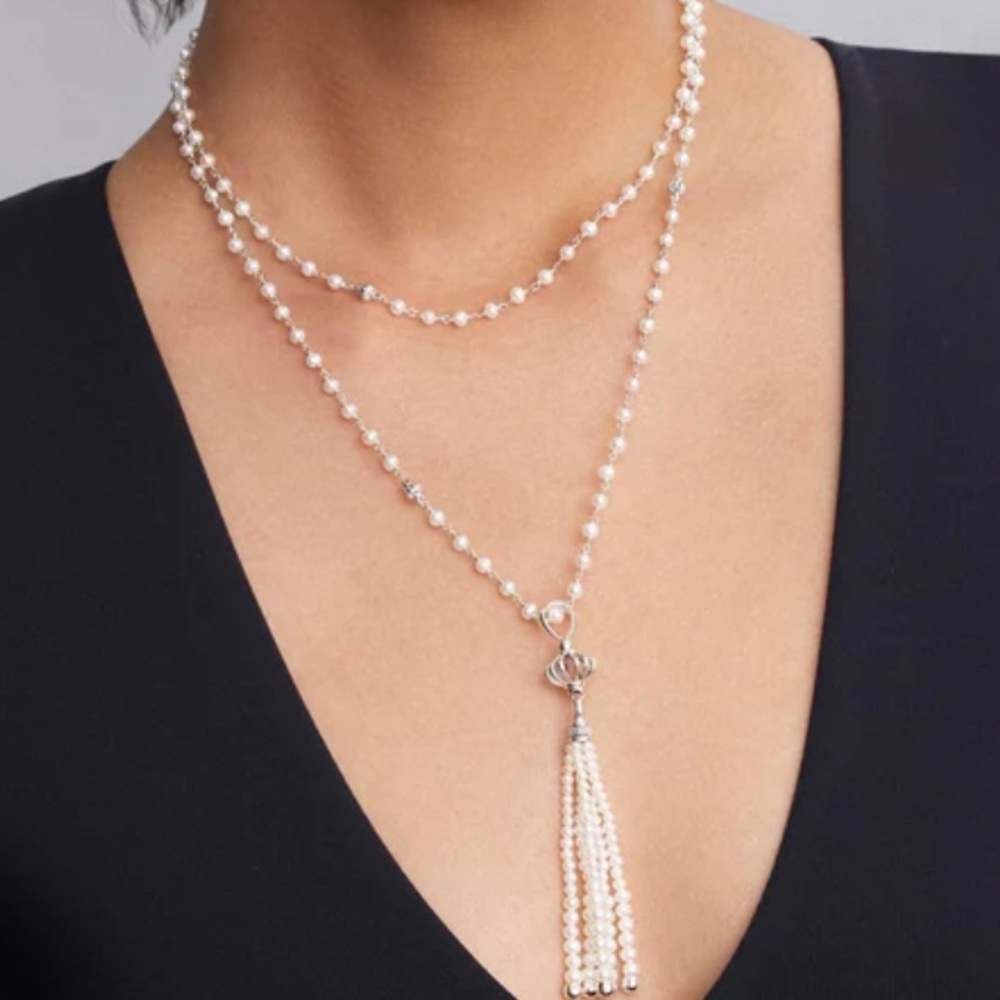 LAGOS Luna Pearl and Sterling beaded tassel necklace - Picture 3 of 10